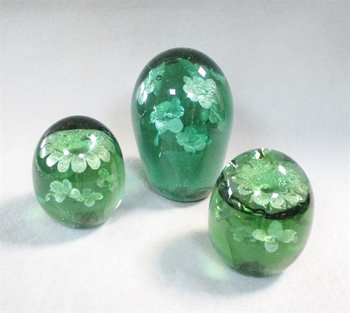 Lot 39 - A Victorian green glass dump weight