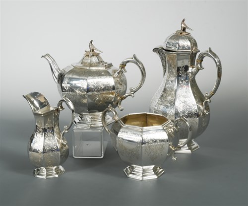 Lot 85 - A Victorian silver four piece tea set
