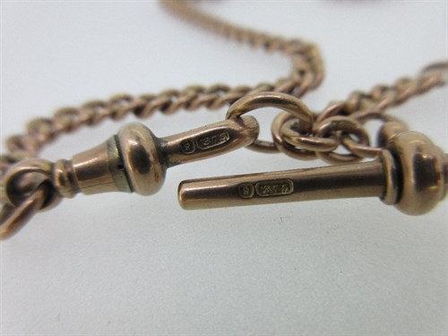 Lot 234 - A Victorian 9ct rose gold watch 'Albert' chain