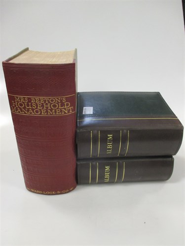 Lot 99 - A Mrs Beeton cookbook and two postcard albums...
