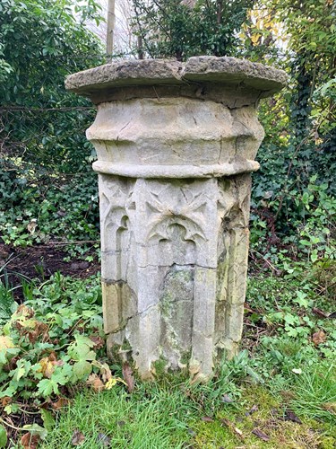 Lot 423 - A 19th weathered Gothic stone column of octagonal section