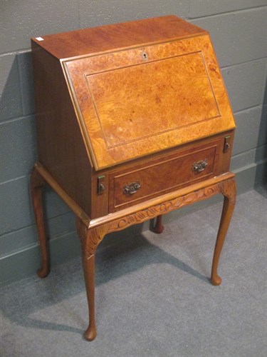 Lot 353 - A 1950's walnut lady's bureau, 96 x 54 x 41cm,...