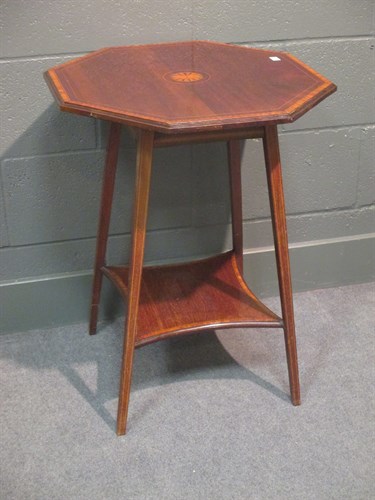 Lot 328 - An Edwardian inlaid and crossbanded octagonal...