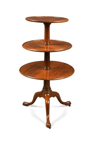 Lot 571 - A George III mahogany three tier dumb waiter
