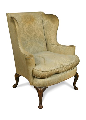 Lot 626 - A George II style wing back armchair