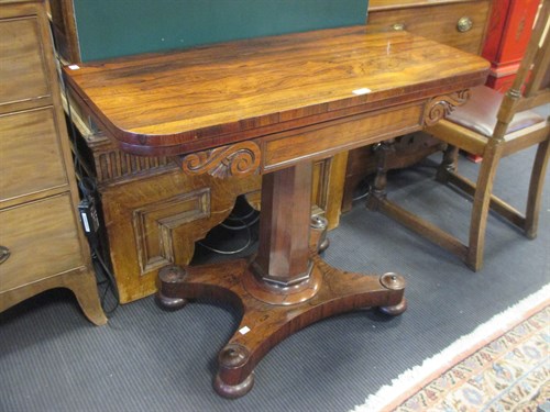 Lot 291 - A William IV rosewood card table with...