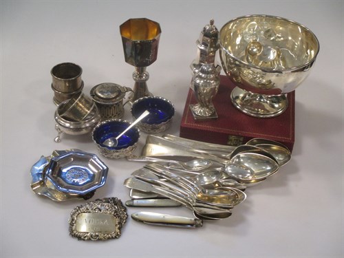 Lot 155 - A collection of silver including flatware,...
