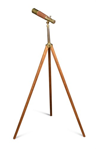Lot 394 - A brass and leather two draw telescope