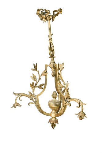Lot 489 - An ormolu three branch hanging lamp
