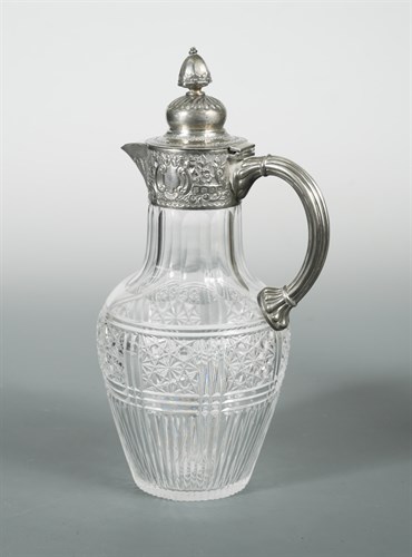 Lot 89 - A Victorian silver mounted cut glass claret jug