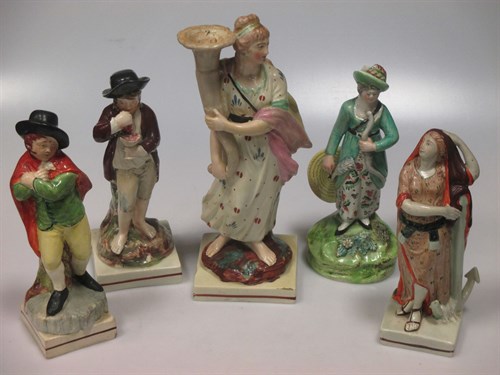 Lot 26 - A Walton pearlware figure of a lady archer, a...