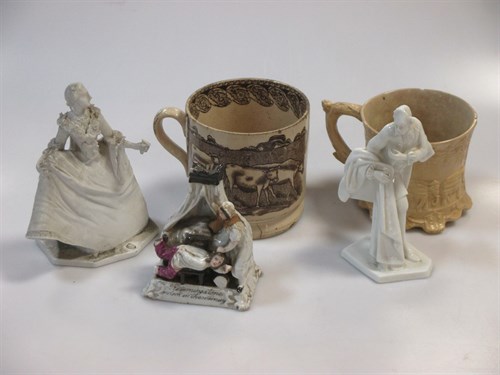 Lot 24 - A Pratt ware jug, an 18th century creamware...