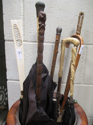 Lot 296 - A quantity of parasols some with ivory and...