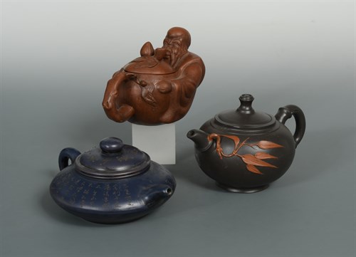 Lot 185 - Three Yixing teapots, 20th century