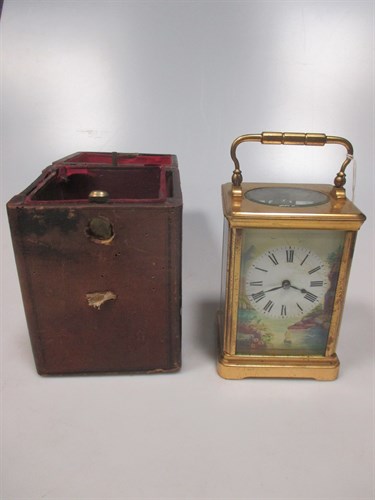 Lot 18 - A French carriage clock, typical shape case,...