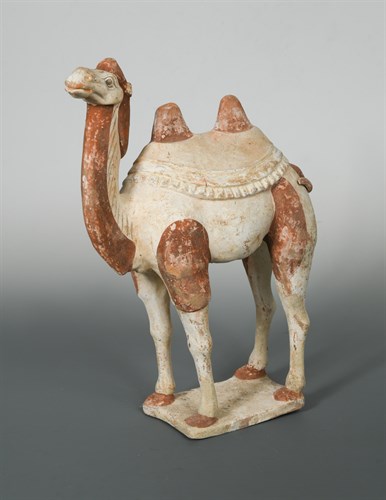 Lot 183 - A Tang Dynasty painted pottery camel