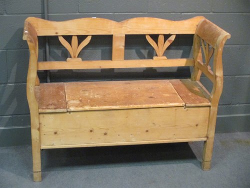 Lot 322 - A Continental pine bench, 115cm wide