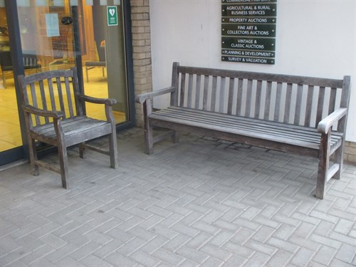 Lot 380 - A Garden bench, 182cm, and armchair