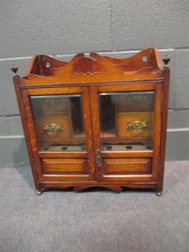 Lot 265 - A wall hanging tobacco cabinet and a rosewood...