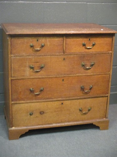 Lot 315 - A George III oak chest of drawers, 94 x 96 x 50cm
