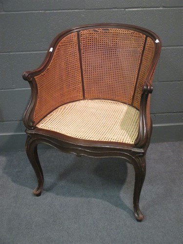 Lot 373 - A French style 19th century caned bergere...