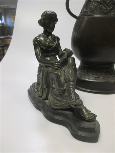 Lot 36 - Oriental bronze vase, a seated classical...