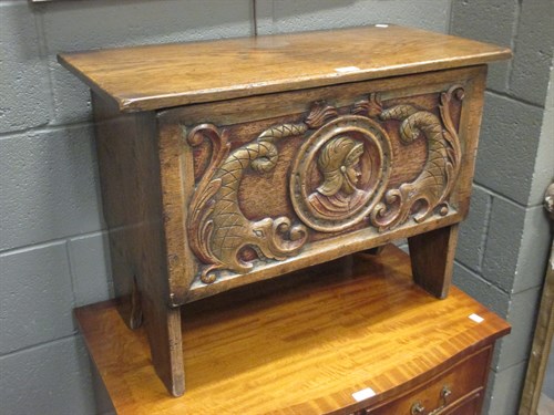 Lot 308 - A Reproduction oak boarded chest, with a...