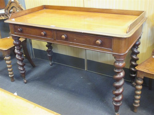 Lot 252 - A Victorian mahogany galleried side table, 78...