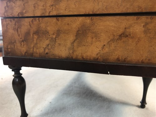 Lot 417 - A late 19th century French birdseye maple Palais Royale type sewing box in the form of a harpsichord
