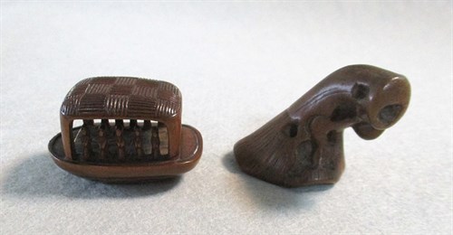 Lot 195 - A Group of 10 wooden netsuke, mainly Meiji period