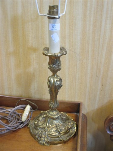 Lot 519 - An ormolu Rococo style table lamp