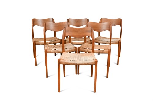 Lot 175 - Niels O Møller for J L Møller, a set of six model 71 teak dining chairs