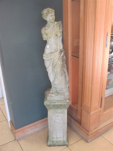 Lot 378 - A garden statue on stand of Venus, 147cm high,...
