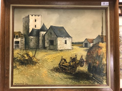 Lot 347 - P. Chieskes, figures before a church, signed;...