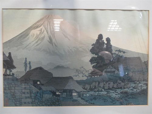 Lot 346 - Two Japanese prints one of Mount Fuji, the...