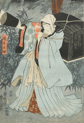Lot 145 - Utagawa Kunisada (1786 – 1865) woodblock print "The Princess Takiya" Edo period