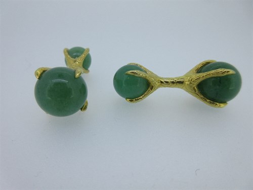 Lot 345 - A pair of contemporary green hardstone cufflinks
