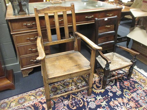 Lot 256 - A 19th century stained wood child's armchair -possibly Scottish and an elbow chair