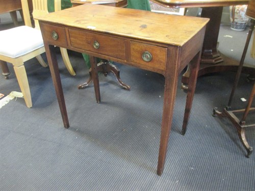 Lot 281 - A mahogany side table of three small drawers,...