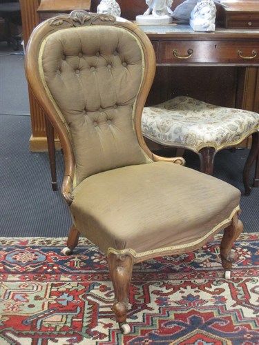 Lot 395 - A mid Victorian ladies chair another chair a...
