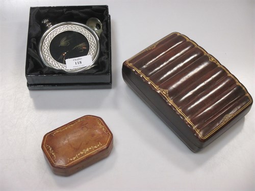 Lot 118 - Asprey London, a leather card/cufflinks box, a...