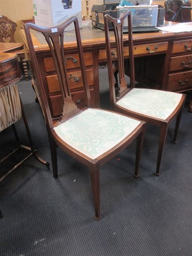 Lot 437 - A pair of Edwardian mahogany bedroom chairs