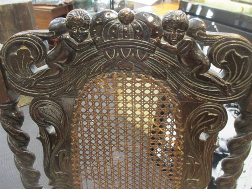 Lot 368 - A 'Carolean' style oak elbow dining chair