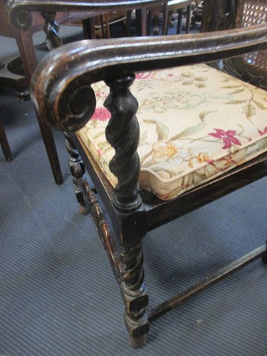Lot 368 - A 'Carolean' style oak elbow dining chair