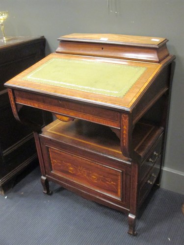 Lot 306 - An Edwardian mahogany and inlaid Davenport...