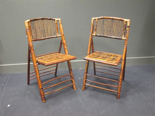 Lot 472 - A pair of mid 20th century bamboo folding...