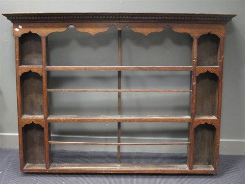 Lot 434 - An 18th century oak dresser rack 172cm wide