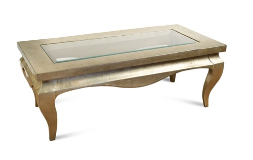 Lot 198 - Andrew Martin, a contemporary glass topped silver leaf coffee table