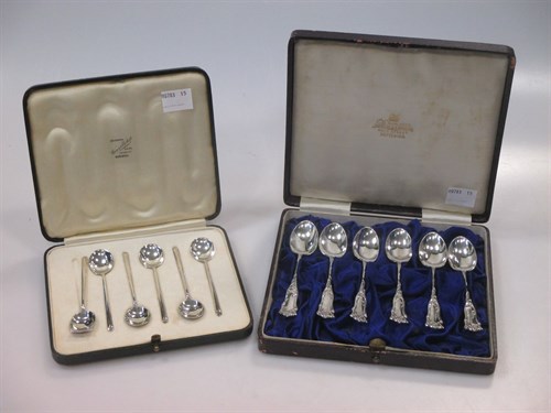 Lot 268 - A cased set of six silver teaspoons together...