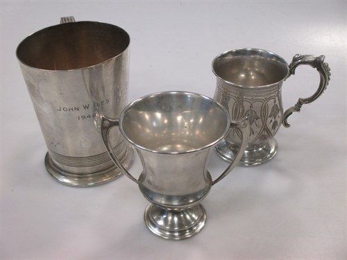 Lot 231 - A Victorian silver christening cup, a silver...